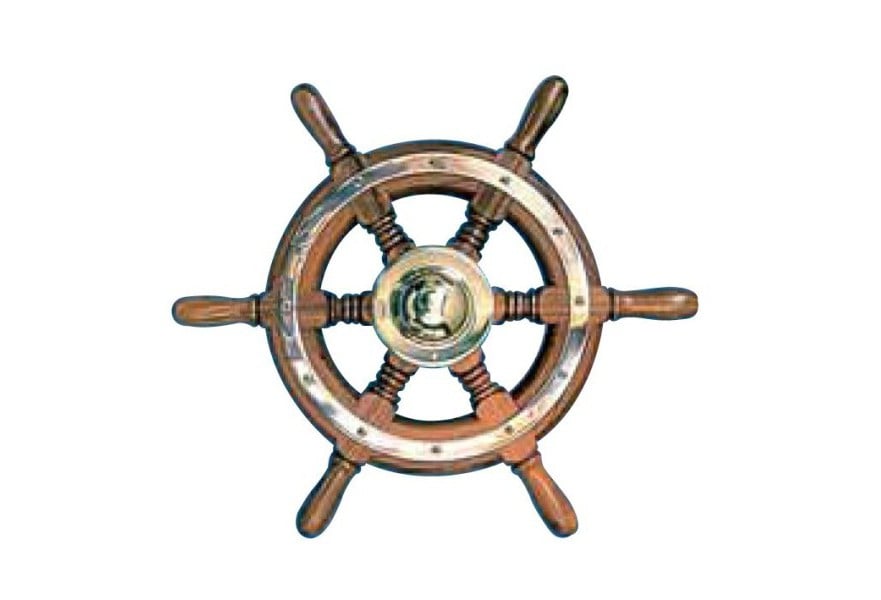 Steering Wheel type 01 Dia. 400 mm Chrome fitting 6 Spoke teak wheel & rim
