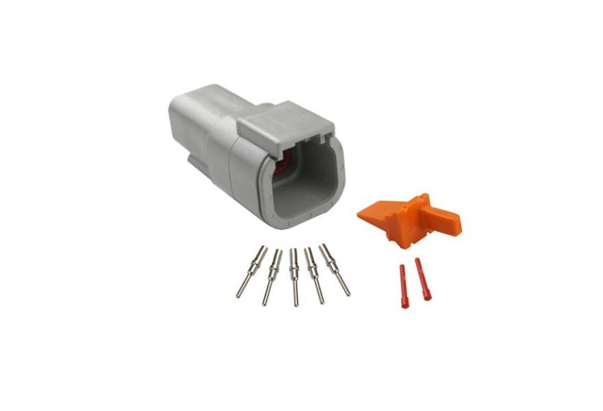 Repair pack DTM 4 cavity receptacle includes 1 x 4 way receptacle, 1 x 4 way wedge lock & 5 x pins & 2 x red cavity plug
