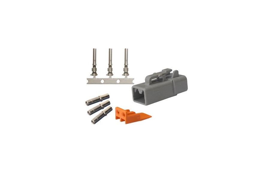 Repair pack DTP 2 cavity plug includes 1 x 2 way plug, 1 x 2 way wedge lock & 3 x solid contact socket & 3 x stamped & formed contact