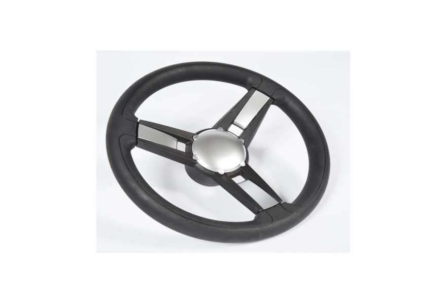 Steering Wheel Giazza Dia.350 brushed spokes & black soft rim including Aluminium keyed hub