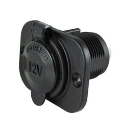 Receptacle 12V Black with mouting plate SeaLink Deluxe series