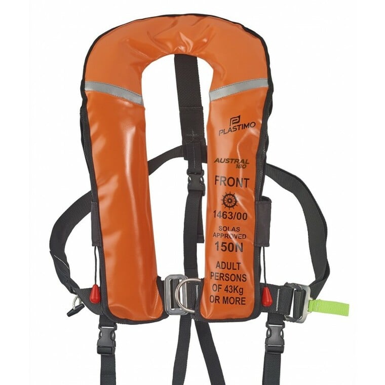 Lifejacket Inflatable Austral 180Hr Automatic Harness Orange Pvc