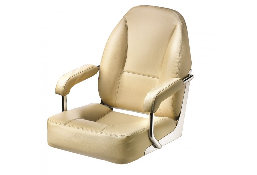 Seat helm MASTER CHFASC cream artificial leather upholstery SS frame & fixed armrest without pedestal