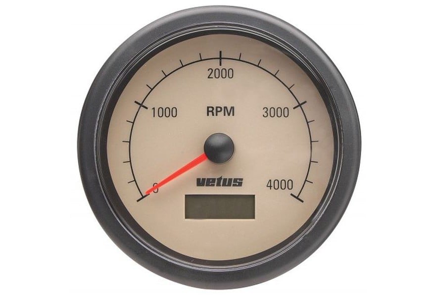 Gauge rpm/hour counter TACHN cream 12/24V (0-4000 rpm) cut-out Dia. 100 mm