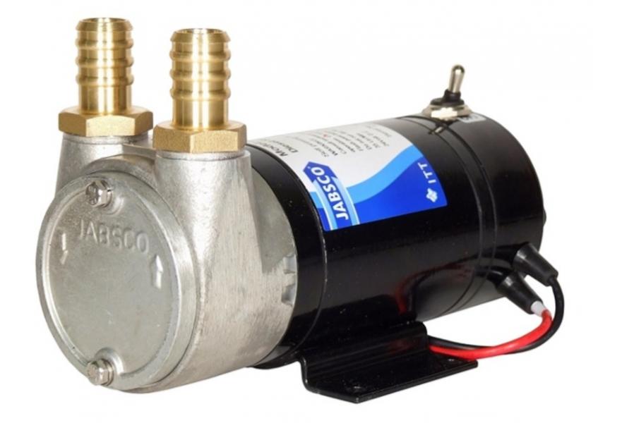 Pump diesel 9 Gpm 12V sliding vane self priming IP55 motor with integral switch & fuse