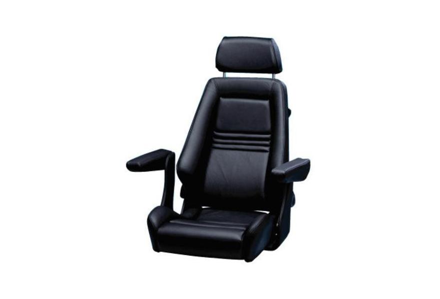 Seat helm AtlanticX black leather upholstery adjustable backrest flipup arm rest & lumbar support without pedestal