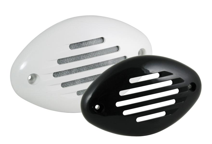 Horn 12V 111dB 370+/-20Hz with pair of Black & White screw-in grills (low profile horn set)