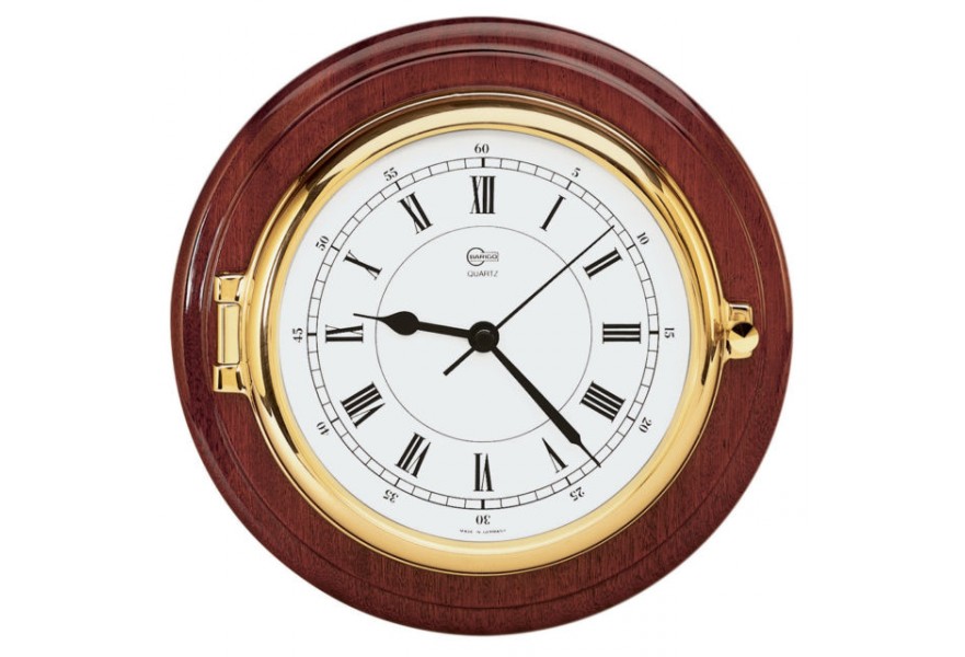 Clock Mahogany/Brass Dia. 210 Captain White Dial Roman Numeral