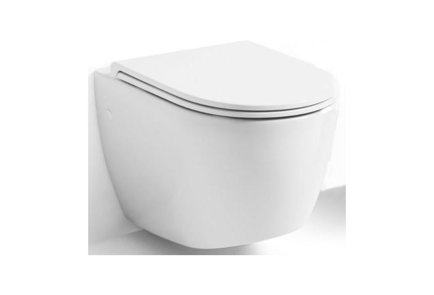 Toilet SKY 24V without bidet kit water inlet device, flush control, soft close seat & cover (White) Wall Mount