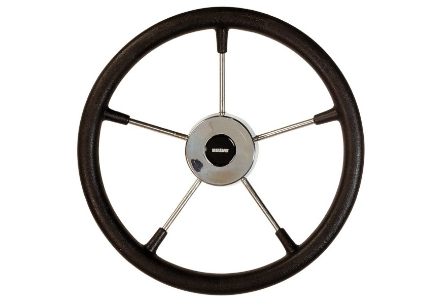Steering wheel KS36Z Dia. 360 mm SS316 spoke, cap & rim with Black PU foam layer (suitable for outboard engines up to 55HP)