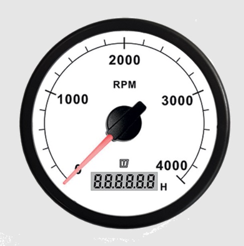 Gauge rpm/hour counter TACHW white 12/24V (0-4000 rpm) cut-out Dia. 100 mm