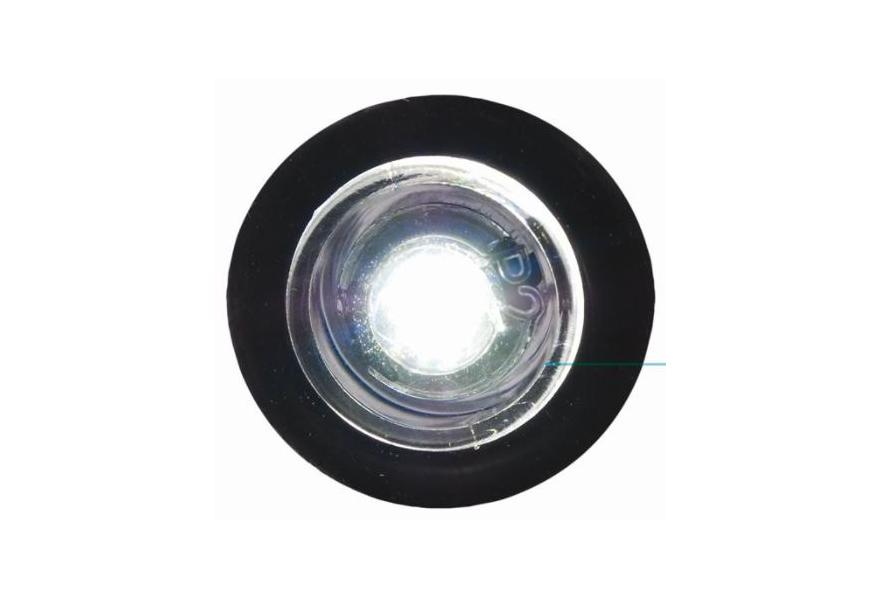 Light white LED mini courtesy 12V with black rubber grommet