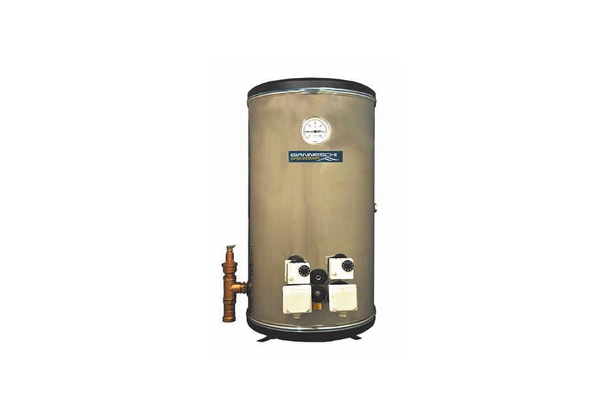 Water heater 300L vertical twin heating element of 3kW 400V 3Ph with SS tank & supports