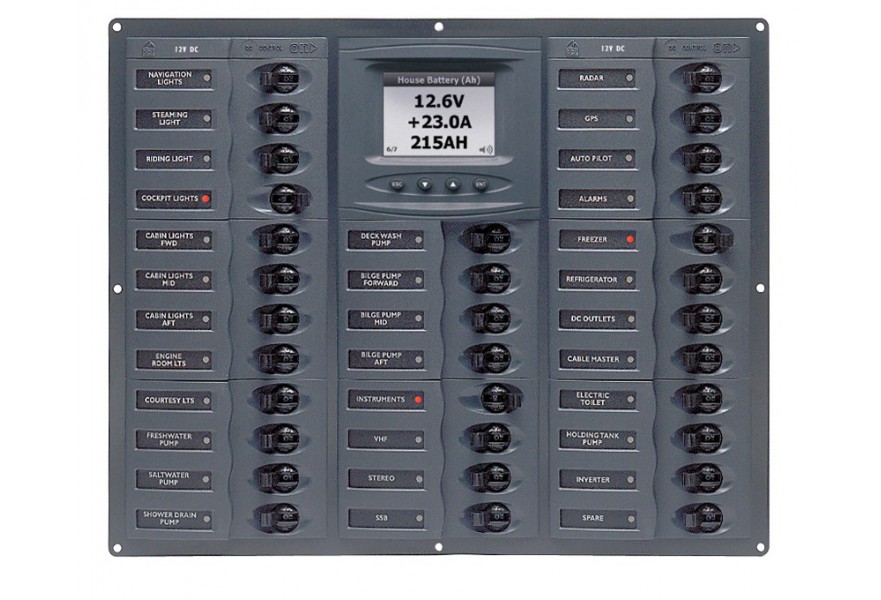 Panel M32-DCSM 12V 32 breaker Horizontal mount with digital meter Millenium series