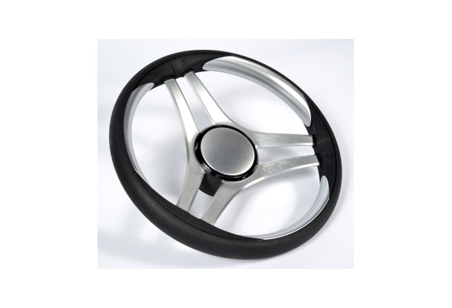 Steering Wheel Molinara Dia.350 silver spokes & black rim including keyed hub kit