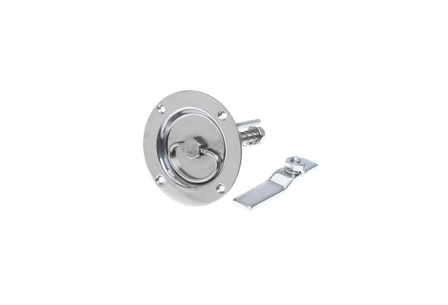 Latch heavy duty set dia. 97mm SS304 electro polished (cut out dia. 70mm) lockable with retrogressive spring and stop
