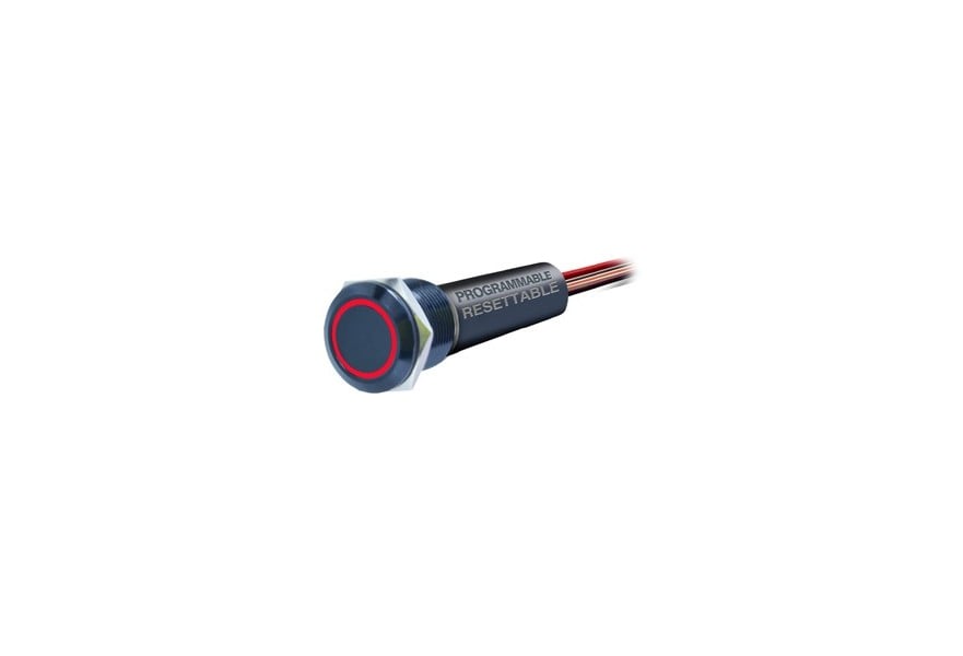 Switch BTASMTSW-NAV 2-Ch 12V Nav/ Anchor Programmable (at 5,10,15, 20A) Resettable Black Anodized Aluminium Blue & Red LED Push Button