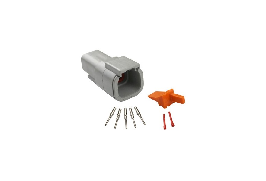 Repair pack DTM 8 cavity receptacle includes 1 x 8 way receptacle, 1 x 8 way wedge lock & 10 x pins & 4 x red cavity plug