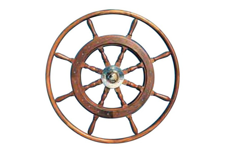 Steering Wheel type 08 Dia. 700 mm Brass fitting 8 spoke teak wheel & rim