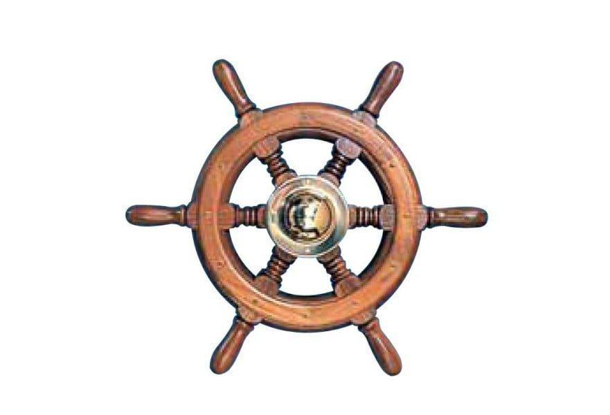 Steering Wheel type 04 Dia. 550 mm Brass fitting 6 Spoke teak wheel & rim