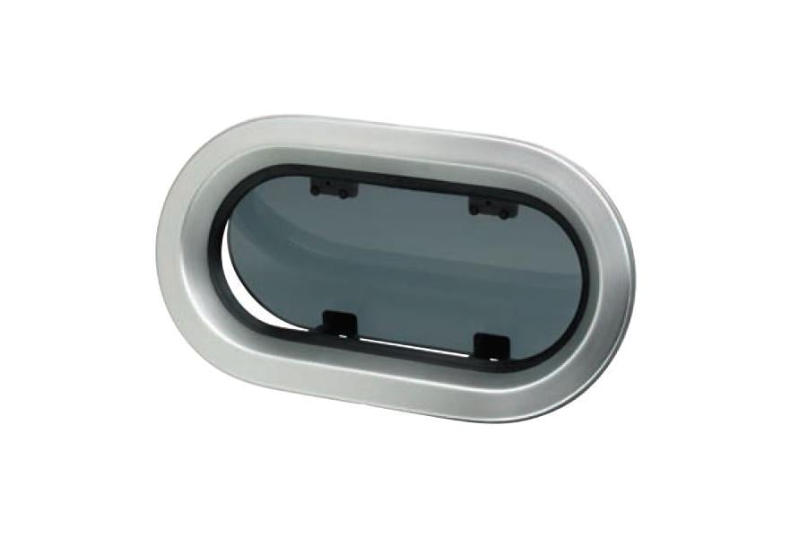 Porthole PM163 375 x 175 mm cut-out anodized Aluminium frame with mosquito screen CE certified A-III