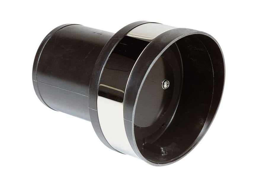 Transom Exhaust GRP TC125 for 125 mm ID exhaust hose with check valve & decorative SS band