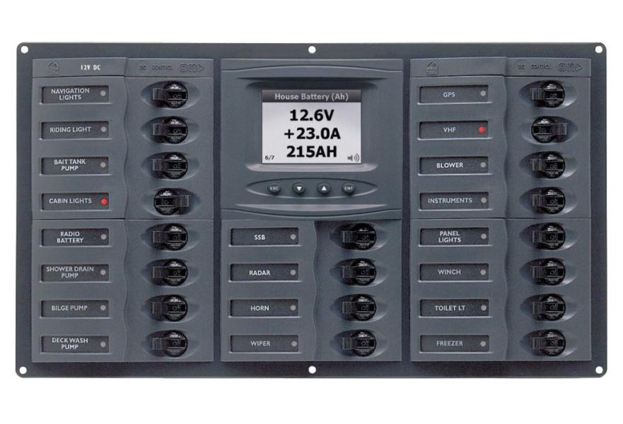 Panel 903-DCSM 12V 20 breaker Horizontal mount with digital meter