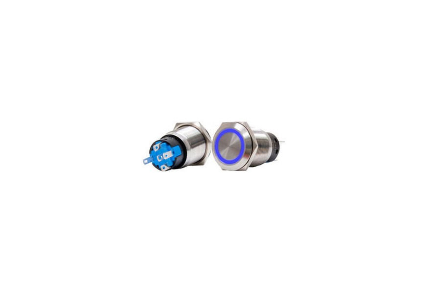 Switch BTSSS-12MBL momentary 12V 5A SS316 Blue LED Push Button