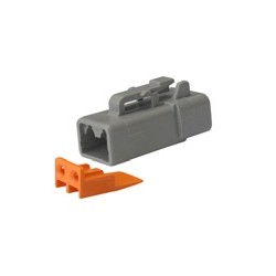 Kit plug for DTP 2 cavity Deutsch connector for 10-14 AWG wire includes housing & wedgelock only (single pc)