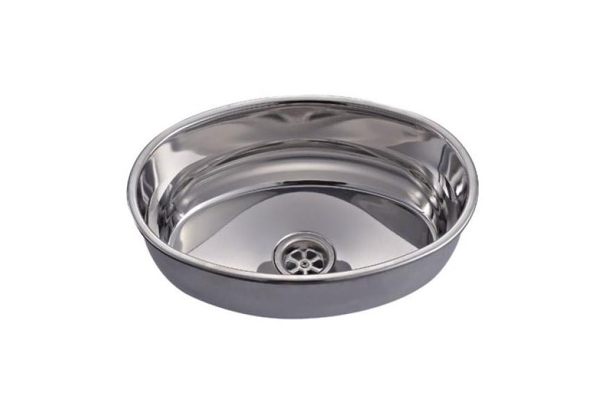 Sink oval SS 265x390x125mm mirror polished with drain cover without waste kit