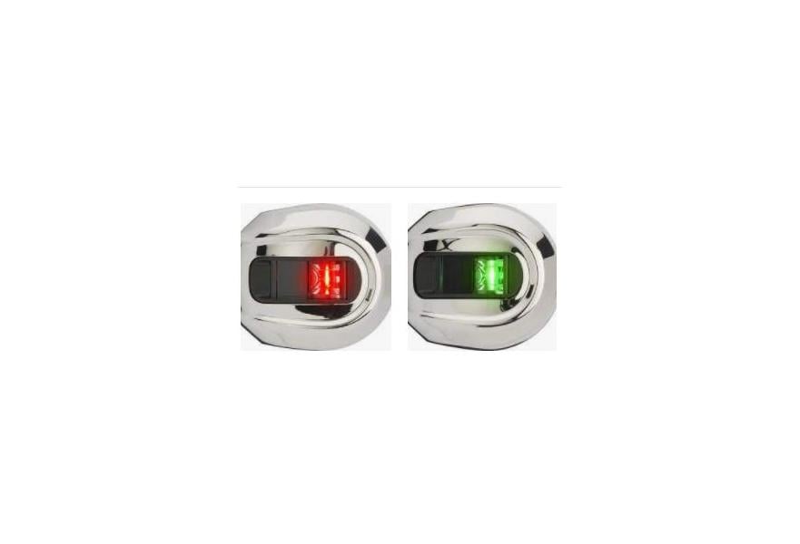 Light navigation oval 2NM LED SS red/green vertical mount pair for 20m boat
