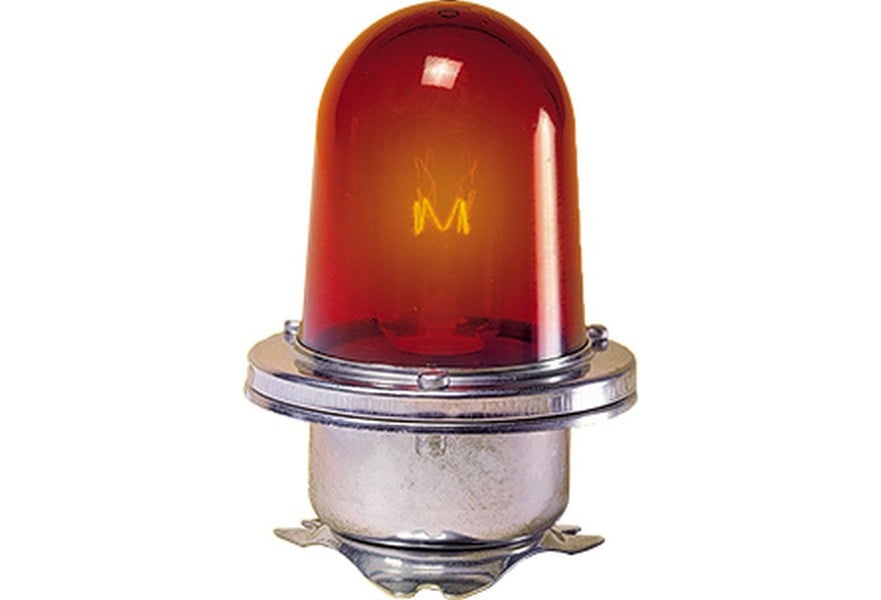 Signalling Yellow DHR115 light with triangle base, with lamp holder B22, without bulb.