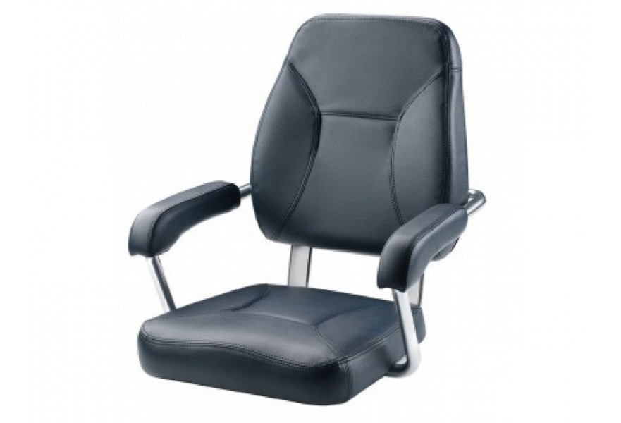 Seat helm SAILOR CHSAILB2 blue artificial leather upholstery anodized aluminium frame & fixed armrest without pedestal