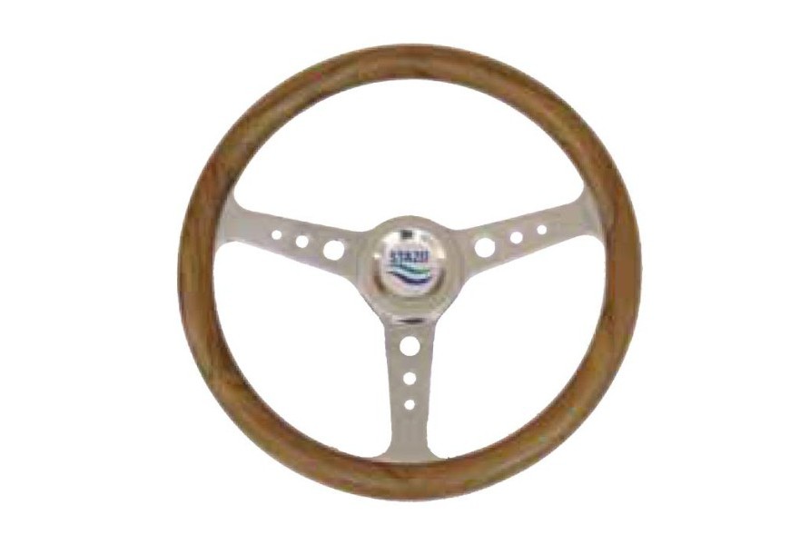 Steering Wheel type 56 Dia. 350 mm SS hub & spoke with teak rim