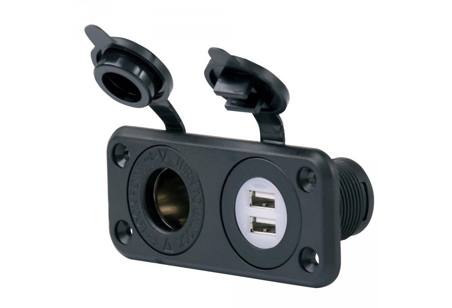 Receptacle + dual USB charger 12V SeaLink Deluxe series