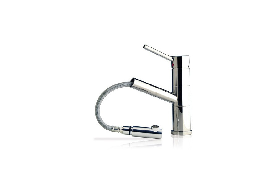 Tap mixer with extractable head & swivel spout