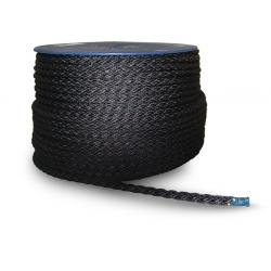 Rope polyster Dia. 12mm black 12 strand double briaded 3242 kgs breaking load