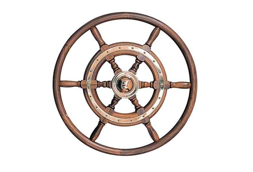 Steering Wheel type 02 Dia. 500 mm Chrome fitting 6 Spoke teak wheel & rim
