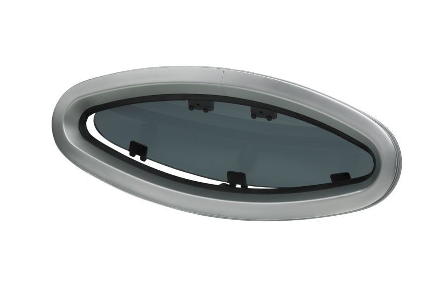 Porthole PX45 417x155mm cut-out anodized Aluminium frame with mosquito screen CE certified A-III