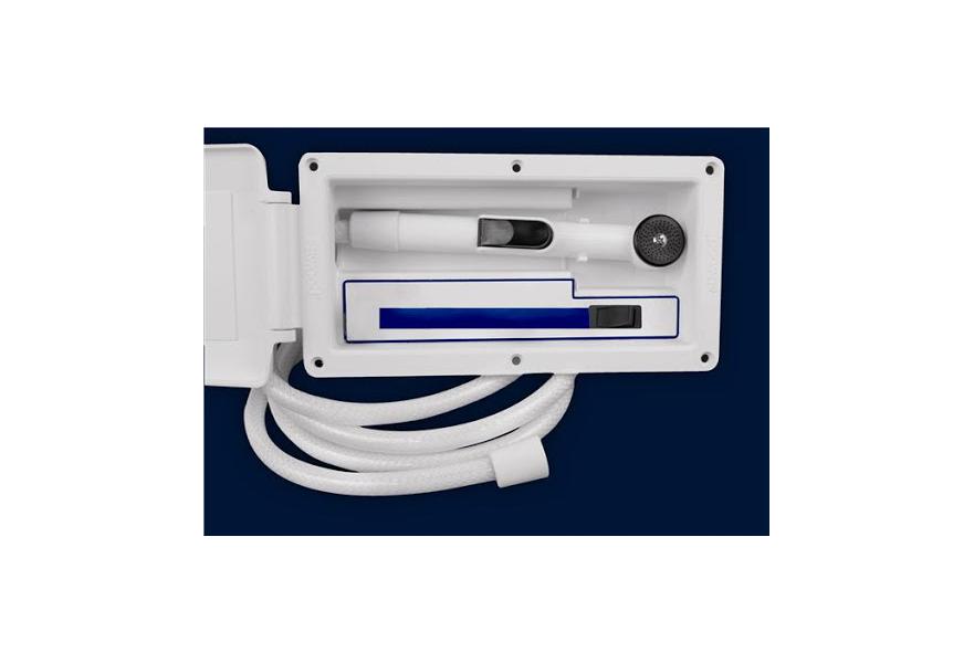 Shower set cold water with switch on/off & 6' hose in UV resistant white plastic housing