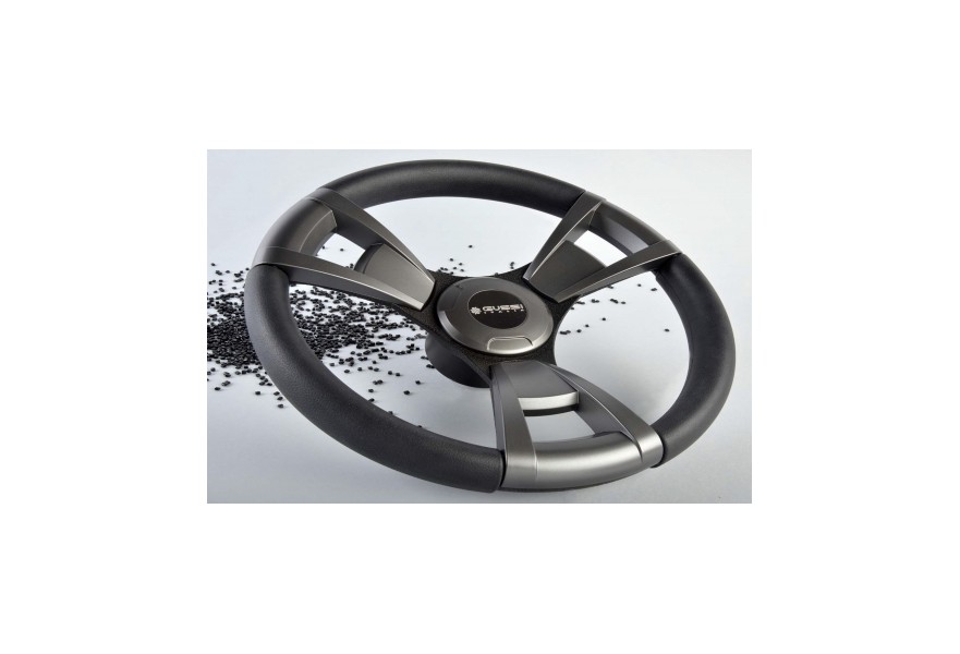 Steering Wheel 013 Dia.350 black soft rim & spokes including Aluminium keyed hub