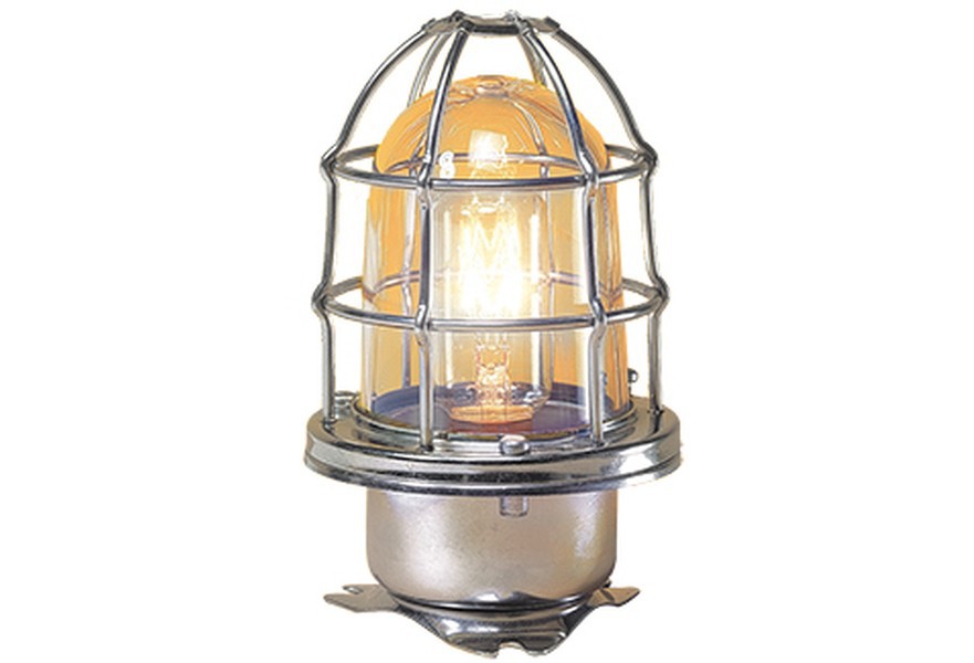 Signalling White DHR115 caged light with triangle base, with lamp holder B22, without bulb.