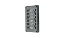 Panel P6F12 6 way 12V (with 6 x 10A glass fuse and backlit LED)