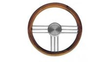 Steering Wheel type 27 Dia. 400 mm anodized Aluminium spoke and hub with teak rim