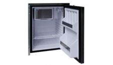 Refrigerator Cruise 65L inox clean touch 12 / 24 V with little freezer right opening without upper top bar, flush mount 3 side inox frame ventilated cooling system, standard temperature control