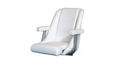 Seat helm "Magnus S flip-up" white artificial leather upholstery fixed armrests & backrest with flipup bolster at front without pedestal