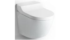 Toilet Relax wall mount 12V white including multi-function soft close seat with bidet function without flush controls & water inlet device