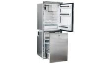 Refrigerator+freezer combi 260L inox 12/24V right hinged inox double door & panel with flush mounting 3 side frame