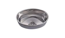 Sink oval SS 265x390x125mm mirror polished with drain cover without waste kit
