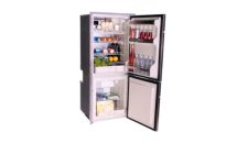 Refrigerator+freezer Cruise 195L inox 12/24V+110/230V vent cooled right hinged inox door & panel with flush mounting 3 side frame (130+65)
